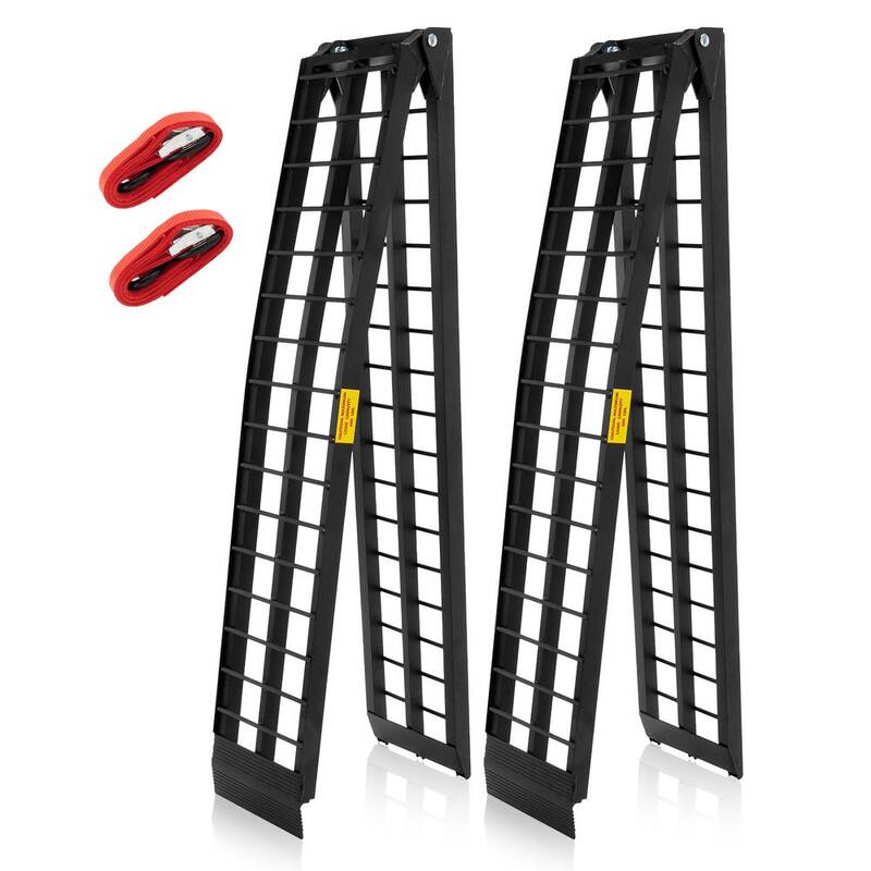Karl home 10 ft. 1200 lbs. Capacity Aluminum Folding Loading Ramp for Motorcycle, ATV, Tractor, Truck, Trailer, Car (2-Pack) - 566178303775