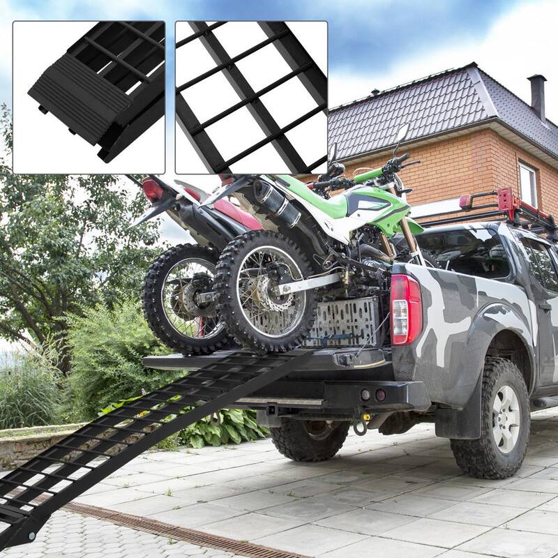 Karl home 10 ft. 1200 lbs. Capacity Aluminum Folding Loading Ramp for Motorcycle, ATV, Tractor, Truck, Trailer, Car (2-Pack) - 566178303775