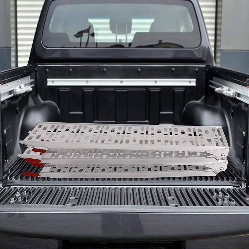 Afoxsos 7.5 ft. 1500 lbs. Lightweight Folding Pickup Truck Aluminum Ramps Powersports Loading Ramps (2-Piece) - HDDB811