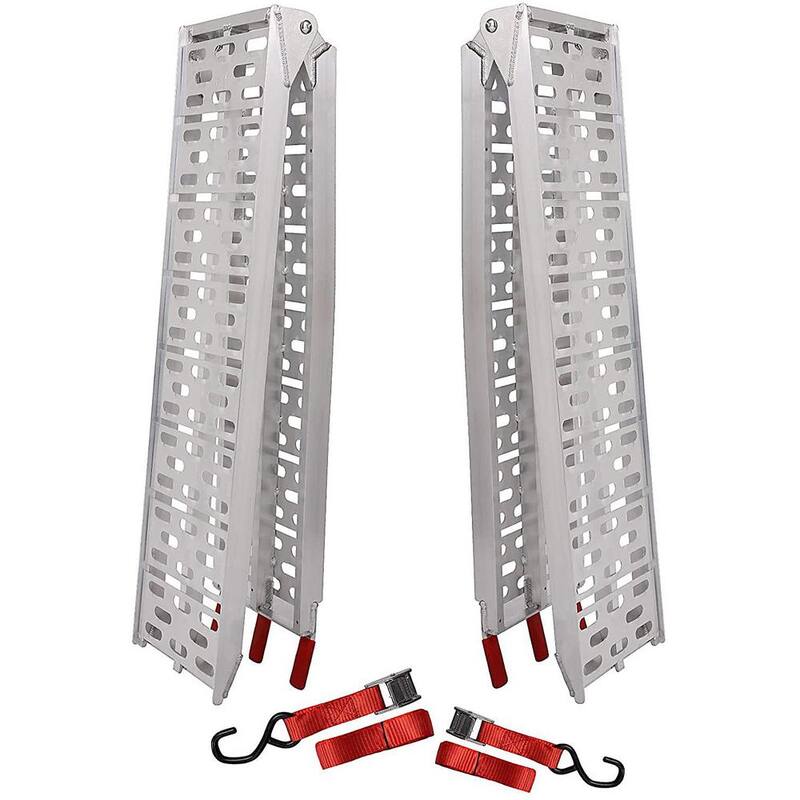 Afoxsos 7.5 ft. 1500 lbs. Lightweight Folding Pickup Truck Aluminum Ramps Powersports Loading Ramps (2-Piece) - HDDB811