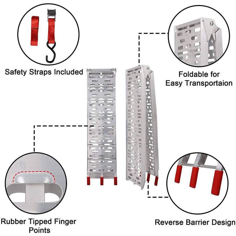 Afoxsos 7.5 ft. 1500 lbs. Lightweight Folding Pickup Truck Aluminum Ramps Powersports Loading Ramps (2-Piece) - HDDB811