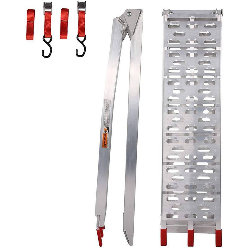 Afoxsos 7.5 ft. 1500 lbs. Lightweight Folding Pickup Truck Aluminum Ramps Powersports Loading Ramps (2-Piece) - HDDB811