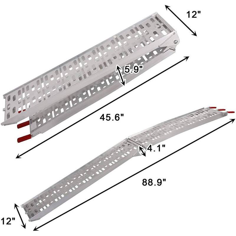 Afoxsos 7.5 ft. 1500 lbs. Lightweight Folding Pickup Truck Aluminum Ramps Powersports Loading Ramps (2-Piece) - HDDB811