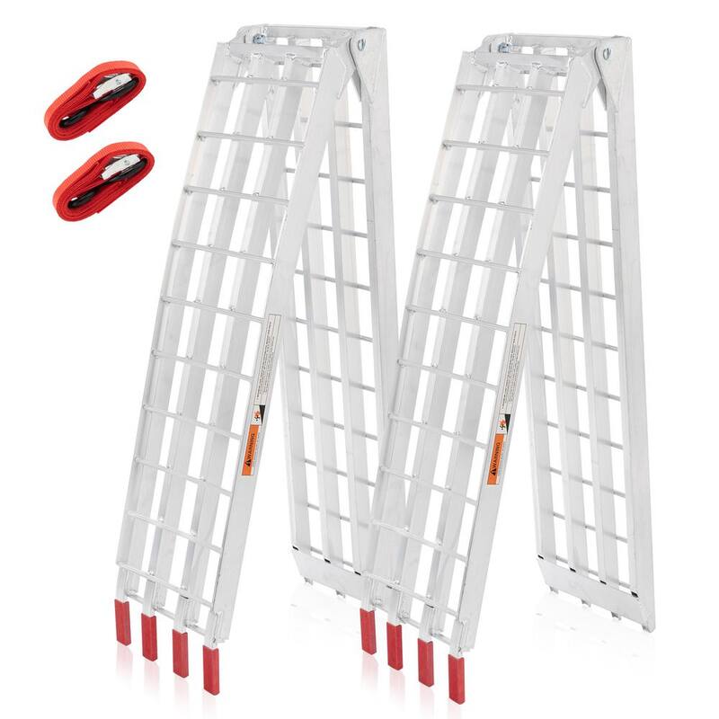 Karl home 7.5 ft. 1500 lbs. Capacity 4-Beam Heavy-Duty Aluminum Folding Loading Ramp for ATV, Tractor, Truck, Trailer Car (2-Pack) - 566098789420