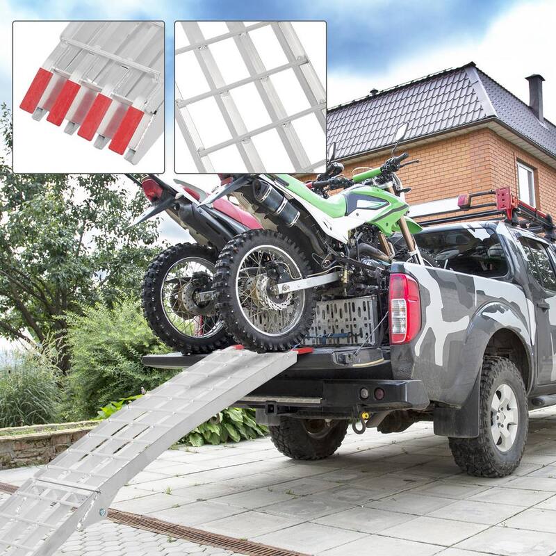 Karl home 7.5 ft. 1500 lbs. Capacity 4-Beam Heavy-Duty Aluminum Folding Loading Ramp for ATV, Tractor, Truck, Trailer Car (2-Pack) - 566098789420