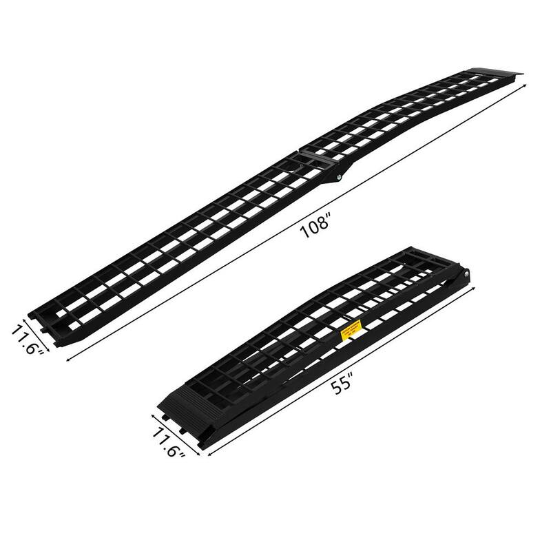 Karl home 9 ft. 1200 lbs. Capacity Aluminum Folding Loading Ramp for Motorcycle, ATV, Tractor, Truck, Trailer, Car (2-Pack) - 567684104641
