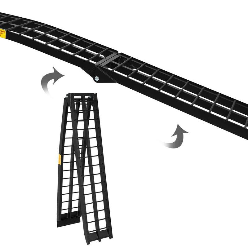 Karl home 9 ft. 1200 lbs. Capacity Aluminum Folding Loading Ramp for Motorcycle, ATV, Tractor, Truck, Trailer, Car (2-Pack) - 567684104641