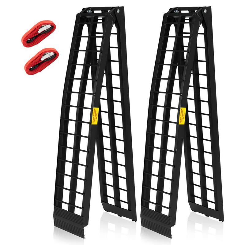 Karl home 9 ft. 1200 lbs. Capacity Aluminum Folding Loading Ramp for Motorcycle, ATV, Tractor, Truck, Trailer, Car (2-Pack) - 567684104641
