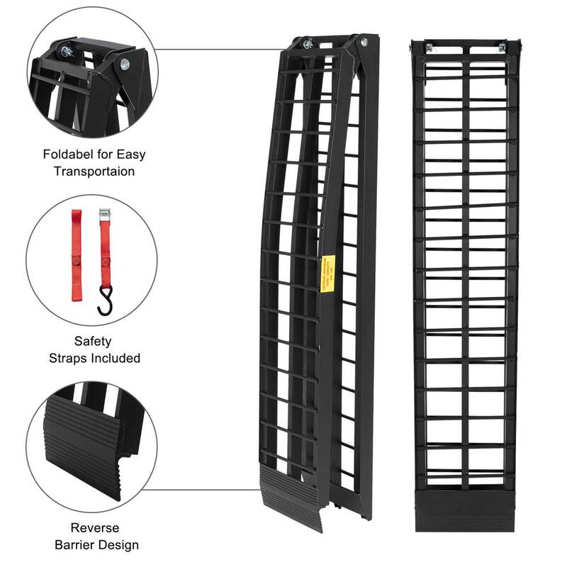 Karl home 9 ft. 1200 lbs. Capacity Aluminum Folding Loading Ramp for Motorcycle, ATV, Tractor, Truck, Trailer, Car (2-Pack) - 567684104641