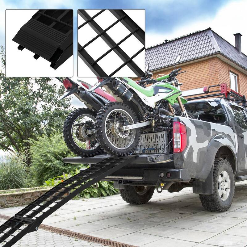 Karl home 9 ft. 1200 lbs. Capacity Aluminum Folding Loading Ramp for Motorcycle, ATV, Tractor, Truck, Trailer, Car (2-Pack) - 567684104641