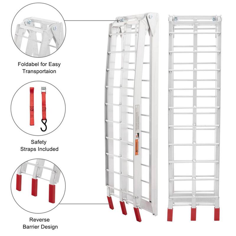 Karl home 7.5 ft. 1500 lbs. Capacity Heavy-Duty Aluminum Folding Loading Ramp for ATV, Tractor, Truck, Trailer, Car (2-Pack) - 565281764534