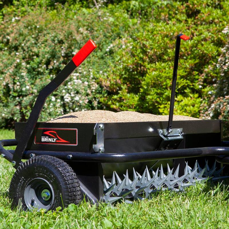 Brinly-Hardy 40 in. Tow-Behind Combination Aerator Spreader with 3-D Steel Tines and Pneumatic Tires - AS2-40BH-G