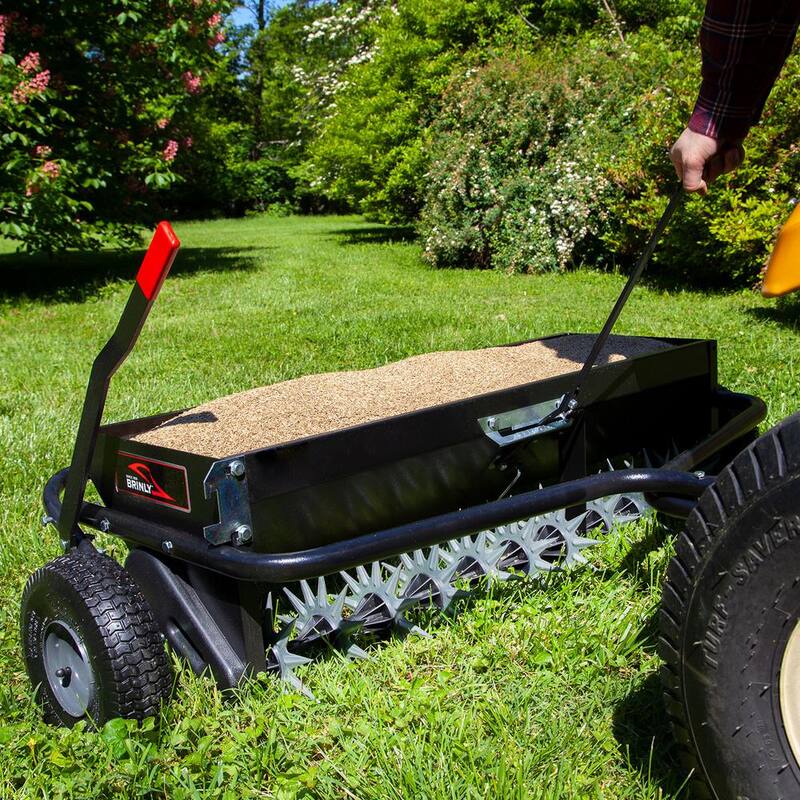 Brinly-Hardy 40 in. Tow-Behind Combination Aerator Spreader with 3-D Steel Tines and Pneumatic Tires - AS2-40BH-G