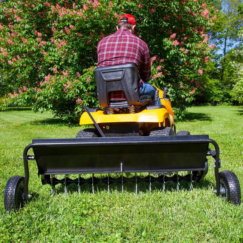 Brinly-Hardy 40 in. Tow-Behind Combination Aerator Spreader with 3-D Steel Tines and Pneumatic Tires - AS2-40BH-G