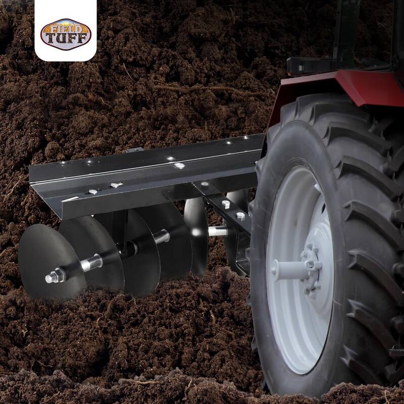 Field Tuff 39 in. Tow Behind Garden Soil Cultivator Sleeve Hitch Disc Harrow, 14 in. Assembled Width - FTF-811DHSH