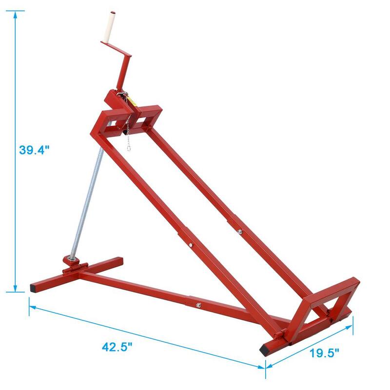 Tatayosi 800 lbs. Capacity Red Lawn Mower Lift for Riding Tractors, 45° Tilt Adjustable Lawn Tractor Lifter - P-DJ-66976