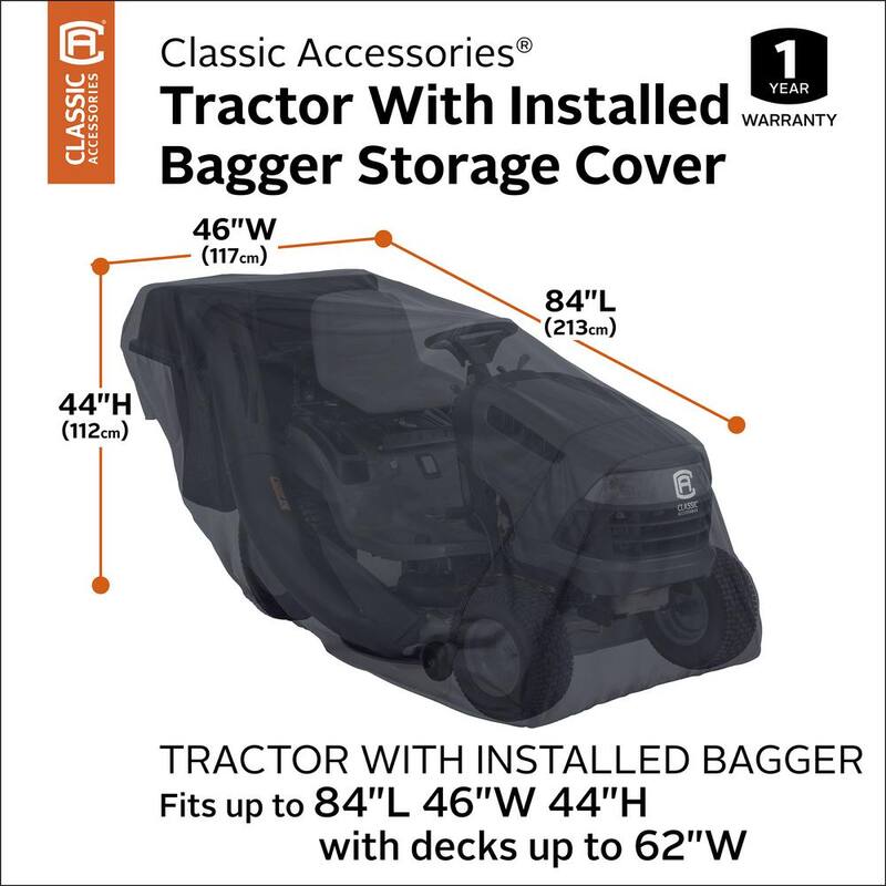 Classic Accessories X-Large Lawn Tractor with Installed Bagger Storage Cover - 52-221-050401-RT