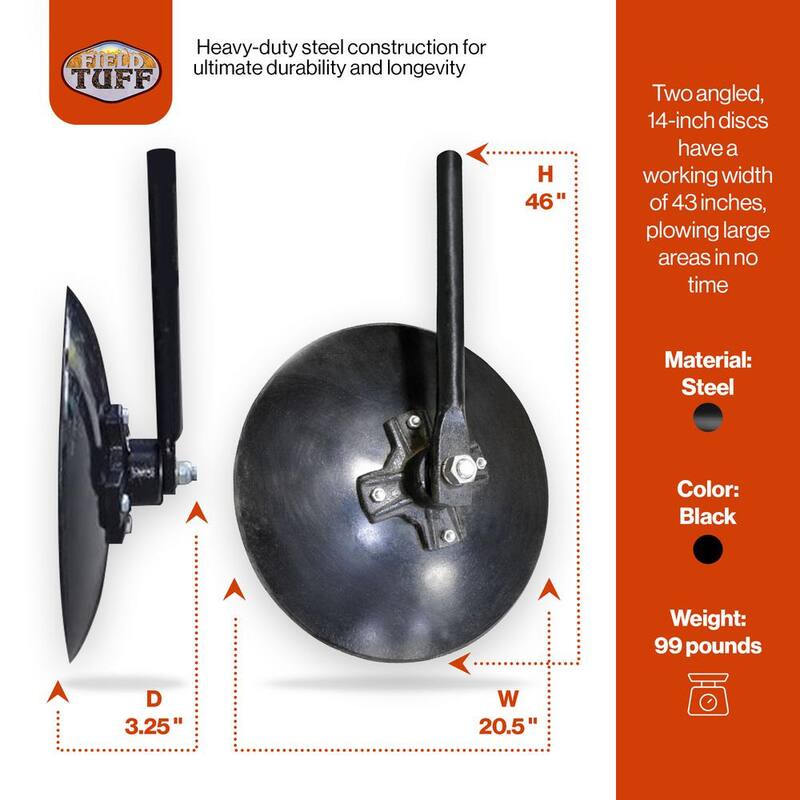 Field Tuff 43 in. Disc Cultivator Garden Bedder and Hiller For 3 Point Tractor - FTF-214GB