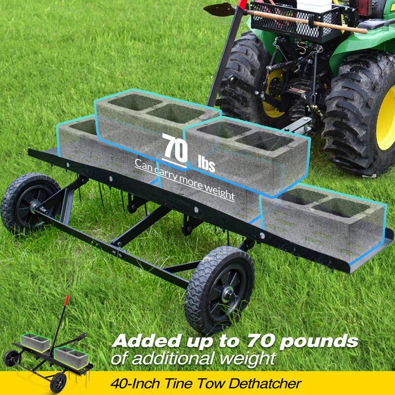 Unbranded 48 in. Tow Behind Dethatcher with 24 Steel Spring Tines Outdoor Lawn Sweeper Garden Grass Tractor Rake for Lawn Care - LTA-004-D28