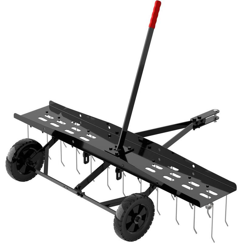 Unbranded 48 in. Tow Behind Dethatcher with 24 Steel Spring Tines Outdoor Lawn Sweeper Garden Grass Tractor Rake for Lawn Care - LTA-004-D28
