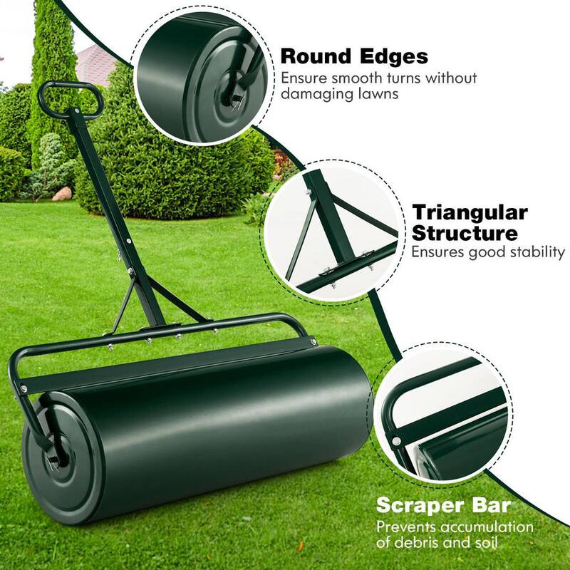 ANGELES HOME 39 in. W Push/Tow Lawn Roller, Green - 40GT8CK9GN