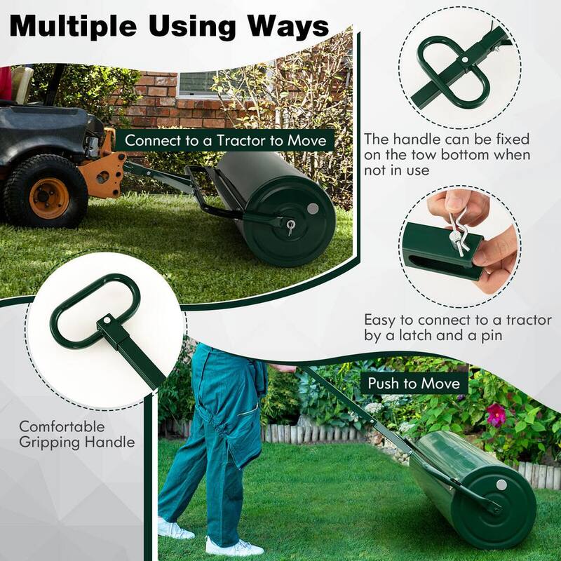 ANGELES HOME 39 in. W Push/Tow Lawn Roller, Green - 40GT8CK9GN