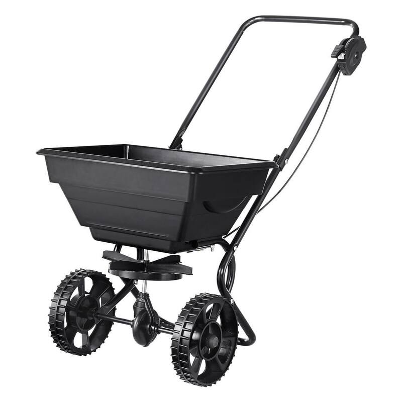 SKYSHALO Garden Seeder Salt Spreader 25 lbs. Walk-Behind Turf Spreader with 8 in. Wheels Steel Push Fertilizer Spreader - TCSBJ25LBS8Y3QYAMV0-0712