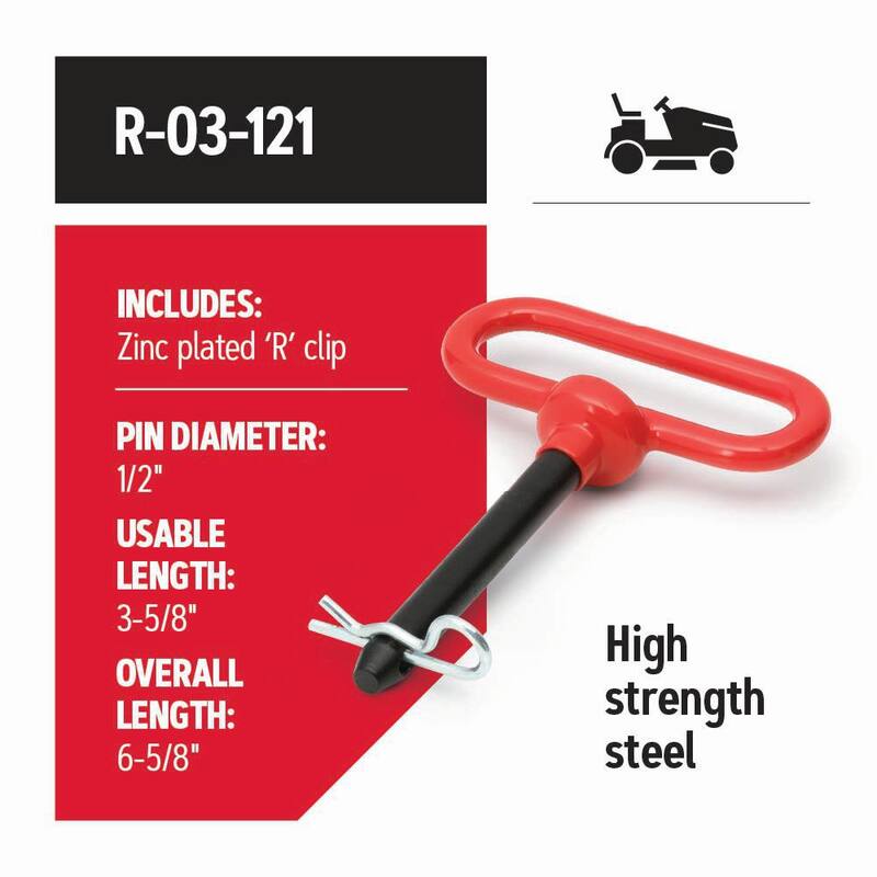 Oregon 1/2 in. x 3.625 in. Replacement Hitch Pin For Riding Lawn Mowers, Universal Fit (R-03-121) - R-03-121