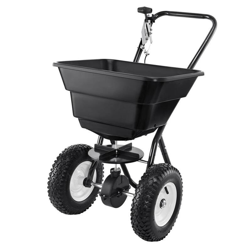 SKYSHALO Broadcast Spreader, 80 LB. Walk-Behind Turf Spreader with 12in.Wheels, Steel Push Fertilizer Spreader, Garden Seeder - TCSBJ80LBS125B0P1V0-0712