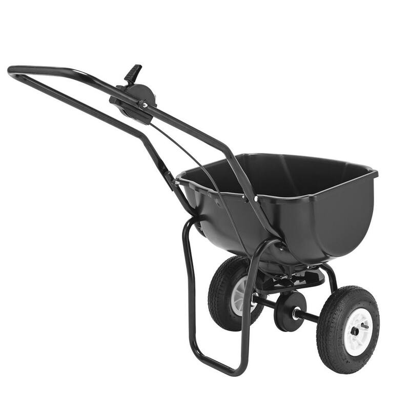 SKYSHALO Broadcast Spreader, 60 LB. Walk-Behind Turf Spreader with 8in.Wheels, Steel Push Fertilizer Spreader, Garden Seeder - TCSBJ60LBS10UPDIBV0-0712