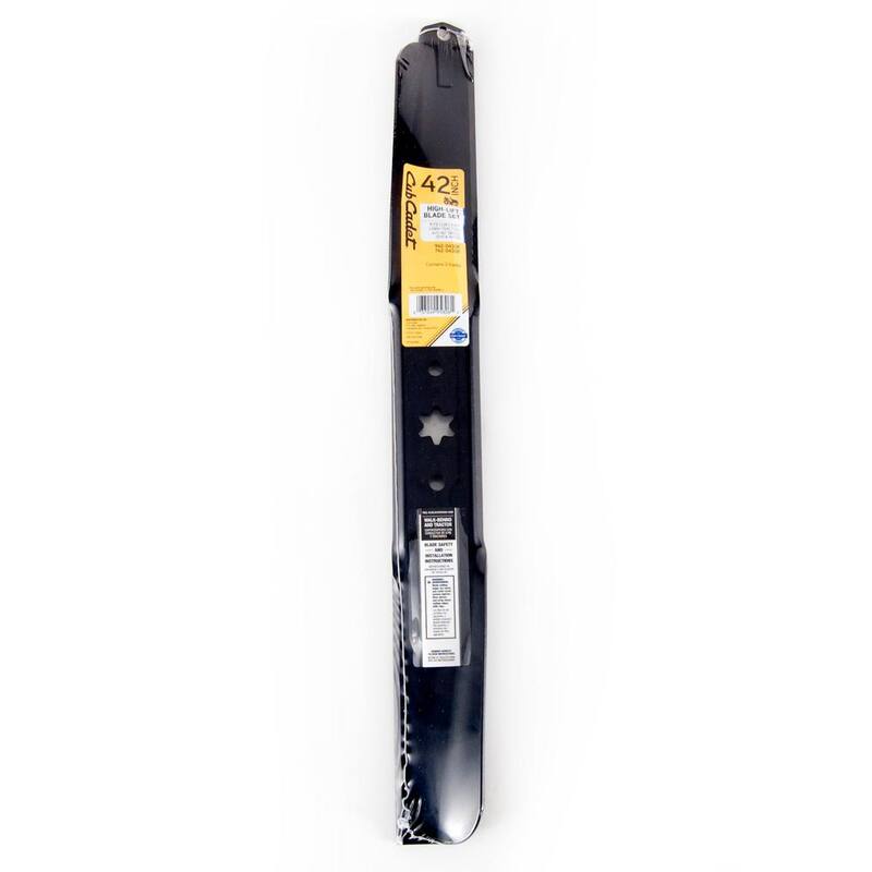 Cub Cadet Original Equipment High Lift Blade Set for Select 42 in. Riding Lawn Mowers with 6-Point Star OE# 942-04308, 942-04312 - 490-110-C108