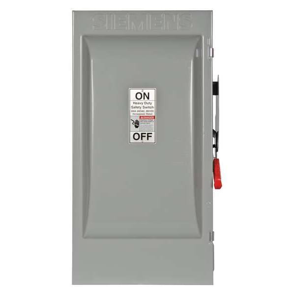 Interruptor de seguridad con fusible Siemens, servicio pesado, 240V CA, 2 polos, 200 A, NEMA 12 - HF224J.