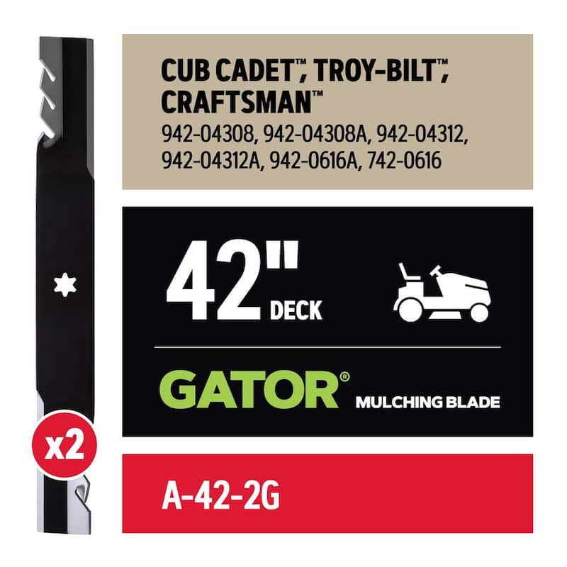 Oregon Riding Lawnmower Gator Blade for 42 in. Deck, Fits Cub-Cadet , Troy-Bilt, Craftsman, and Bolens, Set of 2 (42MGS1G32) - 42MGS1G32