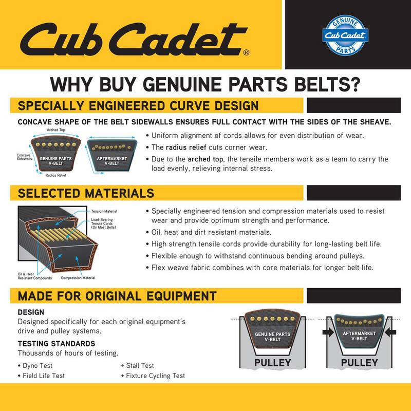 Cub Cadet Original Equipment Transmission Drive Belt for Select Front Engine Riding Lawn Mowers OE# 954-04207 - OCC-754-04207