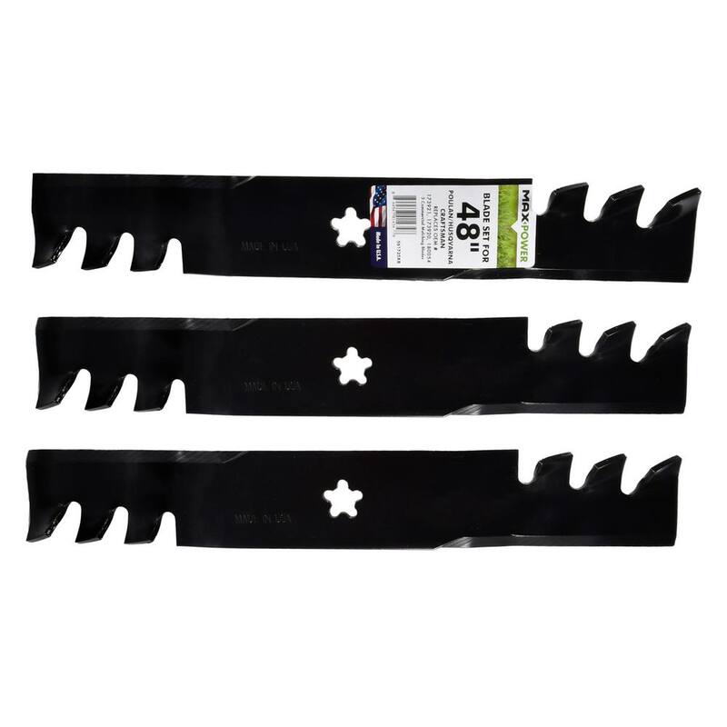 MaxPower 3 Blade Commercial Mulching Set for Many 48 in. Cut Craftsman, Husqvarna, Poulan Mowers Replaces OEM #'s 532173921 - 561735XB