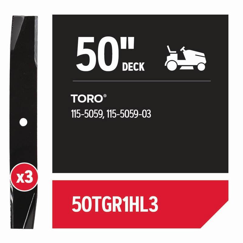 Oregon Riding Lawnmower Blades for 50 in. Deck, Fits Toro/Exmark Z-turn mowers, set of 3 (50TGR1HL3) - 50TGR1HL3