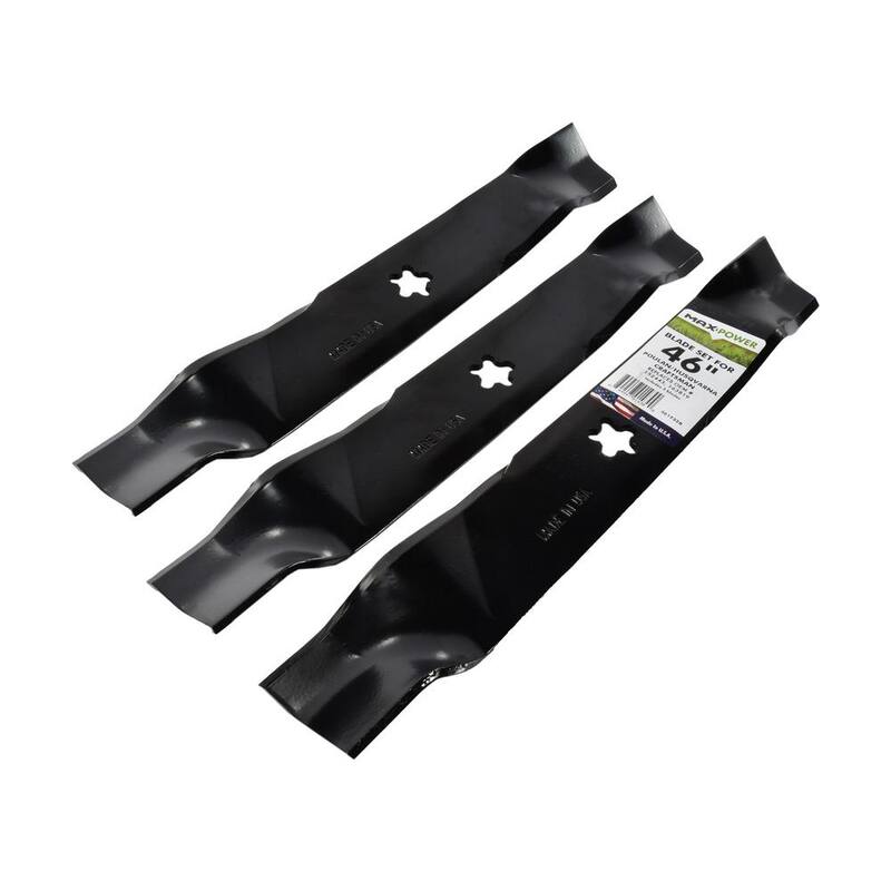 MaxPower 3 Blade Set for Many 46 in. Craftsman, Husqvarna, Poulan Mowers Replaces OEM #'s 52443, 163819, 532145708, 532152443 - 561732B