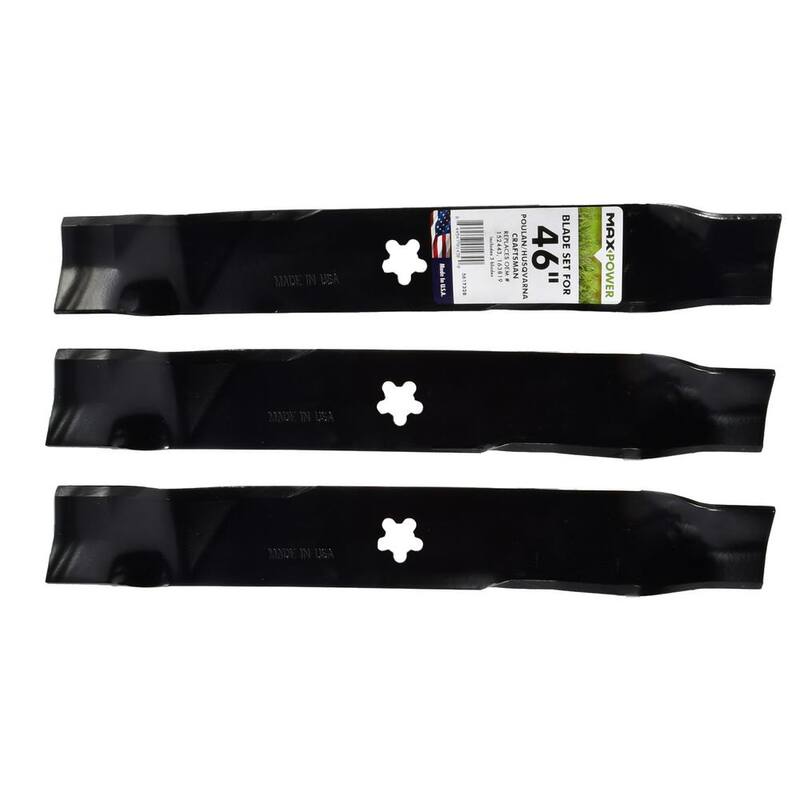 MaxPower 3 Blade Set for Many 46 in. Craftsman, Husqvarna, Poulan Mowers Replaces OEM #'s 52443, 163819, 532145708, 532152443 - 561732B
