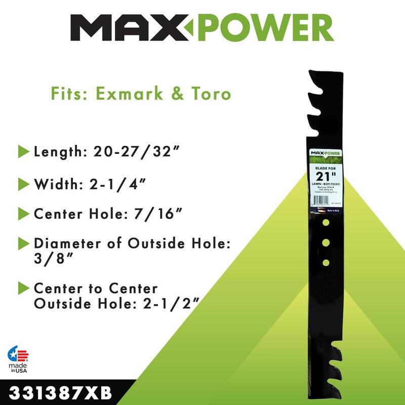 MaxPower Commercial Mulching Blade for 21 in. Cut Toro, Exmark, Lawn Boy Mowers Replaces OEM #'s 108-0954-03, 116-4500, 1350413S - 331387XB