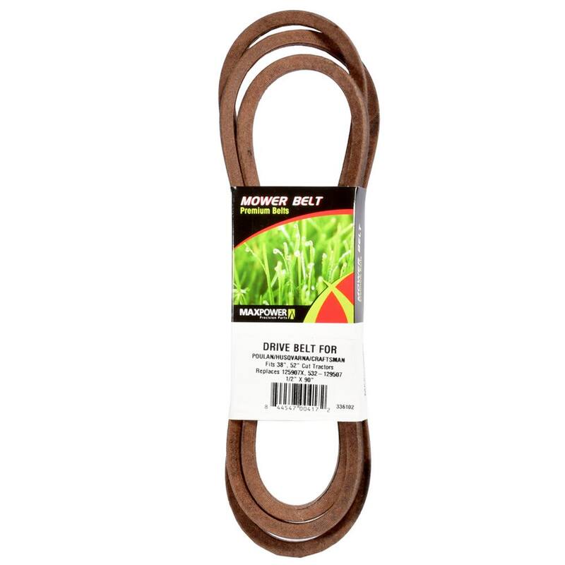 MaxPower Transmission Belt for Craftsman, Husqvarna, Poulan Mowers Replaces OEM #'s 125907X, 126907X, 532125907 - 336102