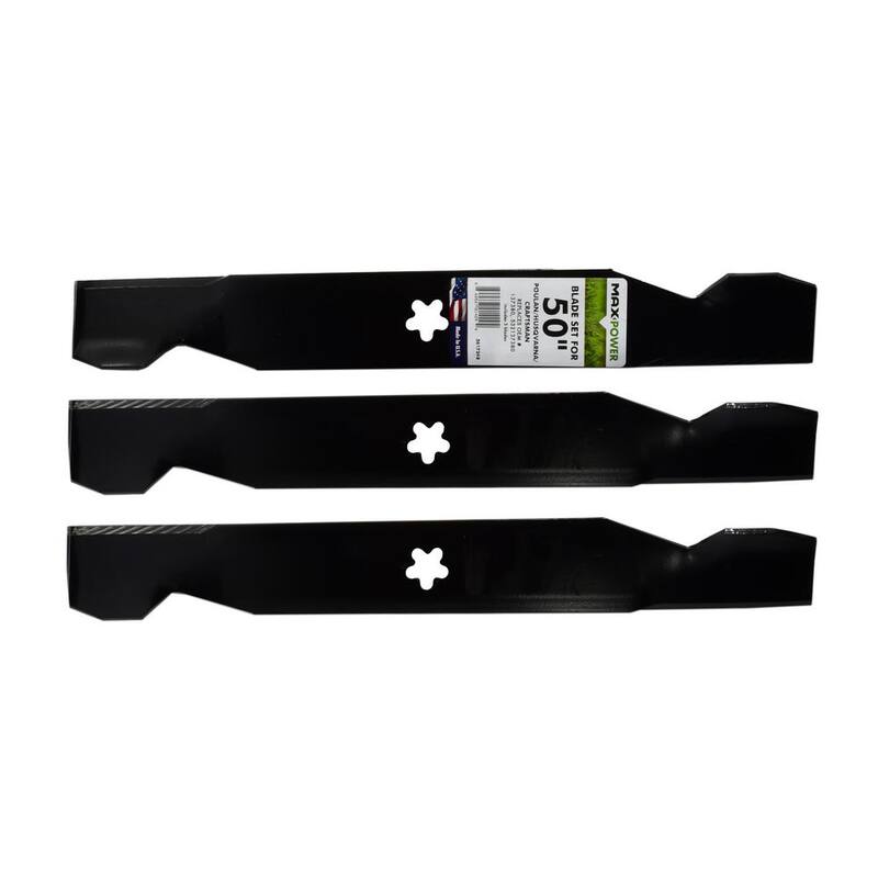MaxPower 3 Blade Set for Many 50 in. Cut Craftsman, Husqvarna, Poulan Mowers Replaces OEM # 137380 - 561724B