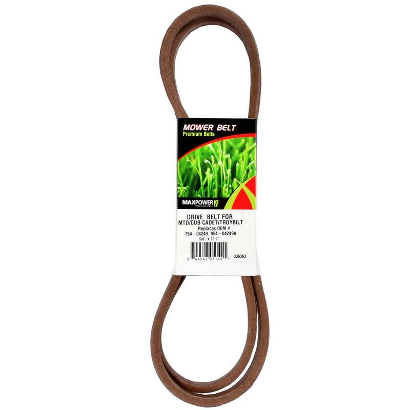 MaxPower V-Belt for MTD, Cub Cadet, Troy-Bilt Mowers Replaces OEM #'s 754-04249 and 954-04249A - 336363