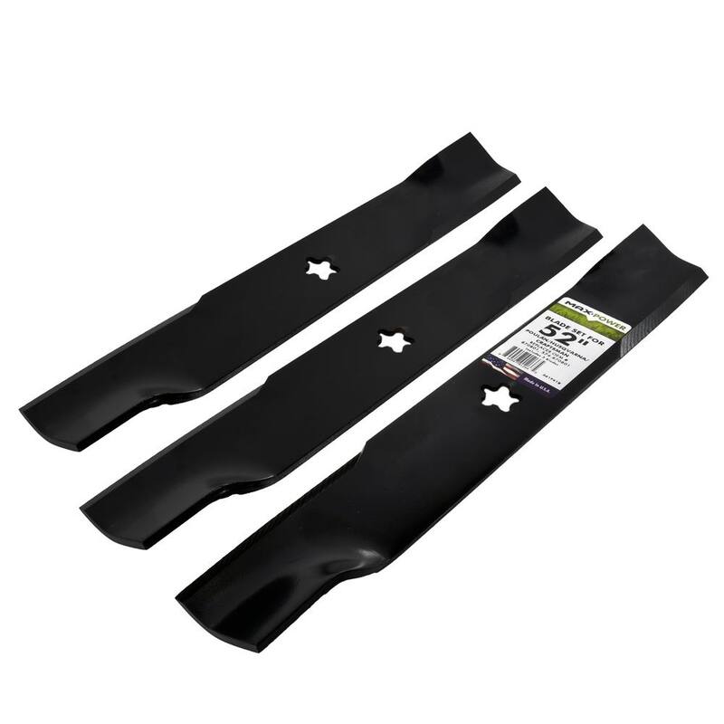 MaxPower 3 Blade Set for Many 52 in. Craftsman, Husqvarna, Poulan Mowers Replaces OEM #'s 870801, 574-870801 - 561741B