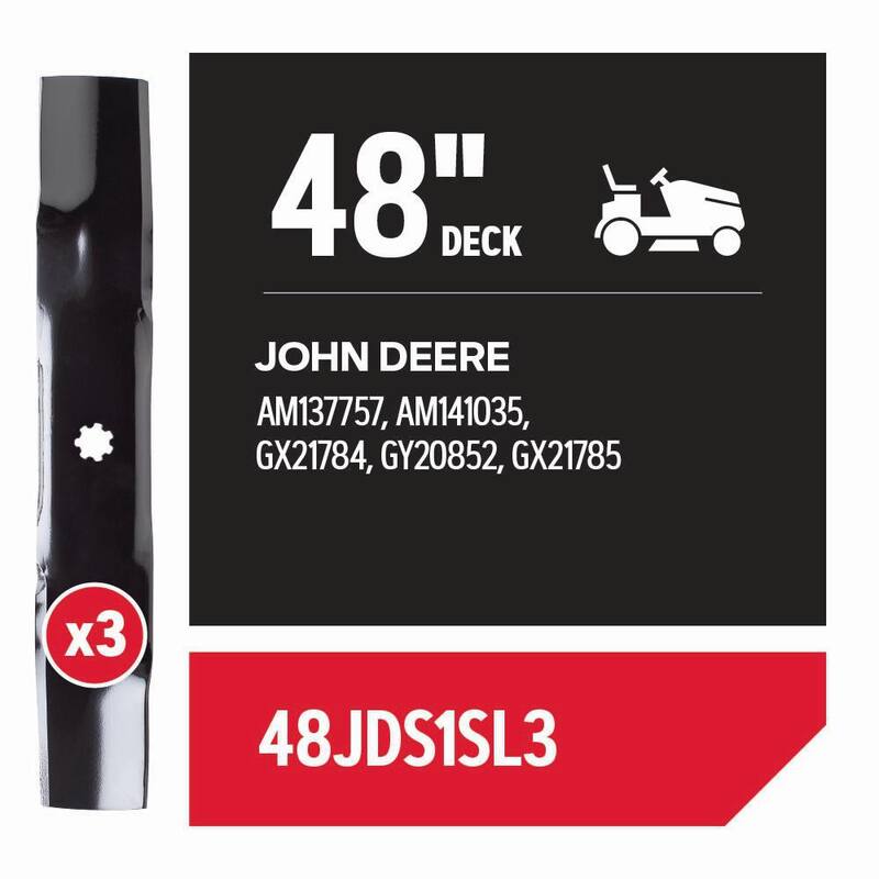 Oregon Riding Lawnmower Blades for 48 in. Deck, Fits John Deere Riding Mower, Set of 3 (48JDS1SL3) - 48JDS1SL3
