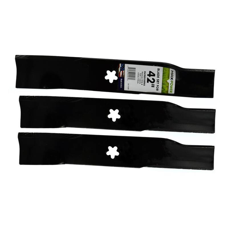 MaxPower 3 Blade Set for Many 42 in. Craftsman, Husqvarna, Poulan Mowers Replaces OEM # 539-112078 - 561745B