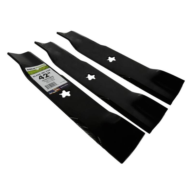 MaxPower 3 Blade Set for Many 42 in. Craftsman, Husqvarna, Poulan Mowers Replaces OEM # 539-112078 - 561745B