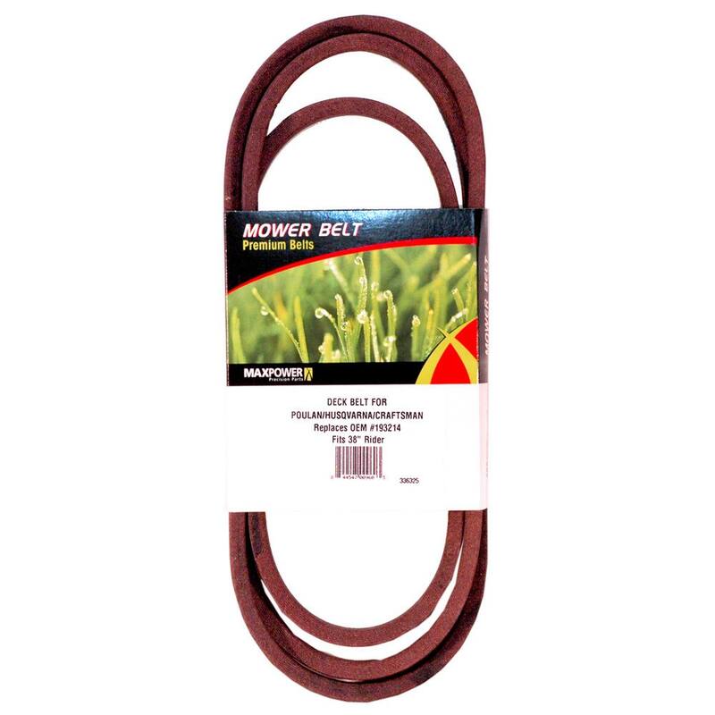 MaxPower Deck Drive Belt for Craftsman, Husqvarna, Poulan Mowers Replaces OEM #'s 532125907, 105732X, 120302X, 125907X - 336325