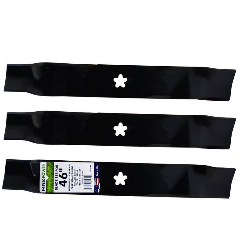 MaxPower 3 Blade Set for Many 46 in. Cut Craftsman, Husqvarna, Poulan Mowers Replaces OEM # 170698 - 561734B