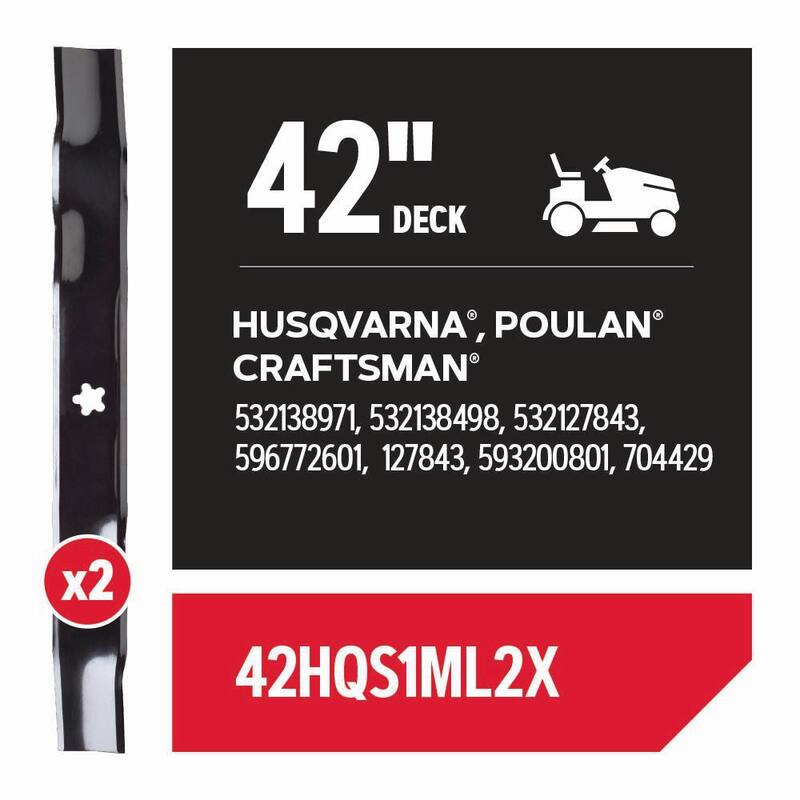 Oregon Riding Lawnmower Blades for 42 in. Deck, Fits Husqvarna and Craftsman Riding Mower, Set of 2 (42HQS1ML2X) - 42HQS1ML2X
