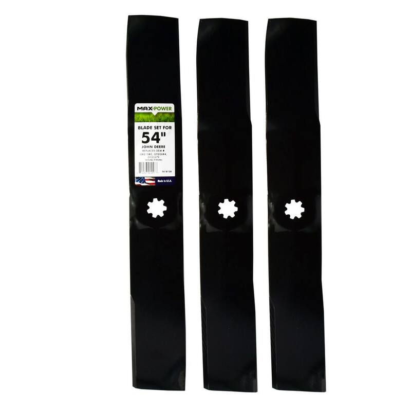 MaxPower 3 Blade Set for Many 54 in. John Deere Rider Mowers Replaces OEM #'s GX21380, GY20679 and GY20684 - 561813B